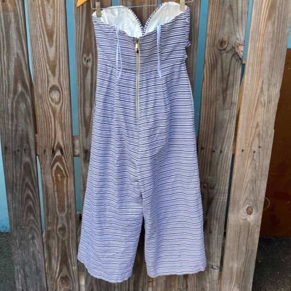 SHEIKE Monterey Stripe Strapless Wide Leg Cropped Jumpsuit - Picture 6 of 8